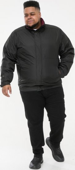 D555 Rudy Showerproof Fleece Lined Jacket With Packaway Hood - Black - Jakne - Muške Jakne Veliki Brojevi