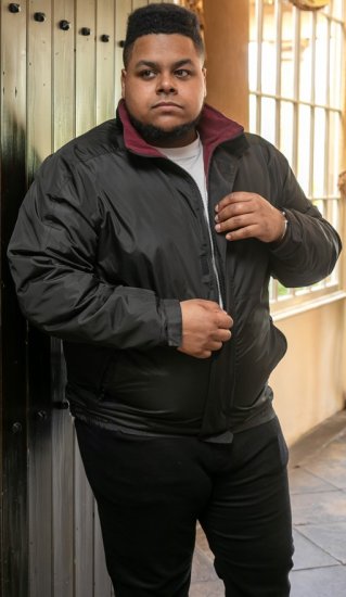 D555 Rudy Showerproof Fleece Lined Jacket With Packaway Hood - Black - Jakne - Muške Jakne Veliki Brojevi