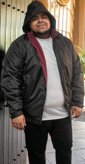 D555 Rudy Showerproof Fleece Lined Jacket With Packaway Hood - Black - Jakne - Muške Jakne Veliki Brojevi