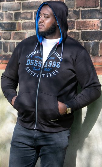 D555 LINGARD Full Zip Hoody With Original Chest Print Black - Puloveri & dukserice - Muške Puloveri & dukserice veliki brojevi