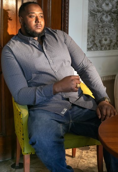 D555 MORGAN Micro AOP Long Sleeve Shirt With Concealed Button Down Collar Navy - Košulje - Muške Košulje Veliki Brojevi