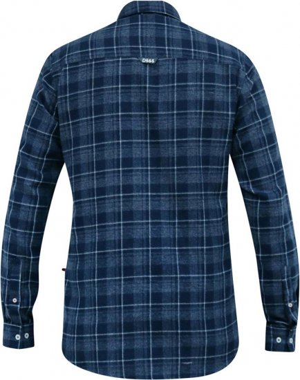 D555 SONNY Navy Check Long Sleeve Shirt With Chest Patch Pocket & Button Down Collar Navy Check - Košulje - Muške Košulje Veliki Brojevi