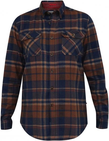D555 SHERLOCK Check Overshirt With Two Patch Pockets & Button Down Collar Navy - Košulje - Muške Košulje Veliki Brojevi