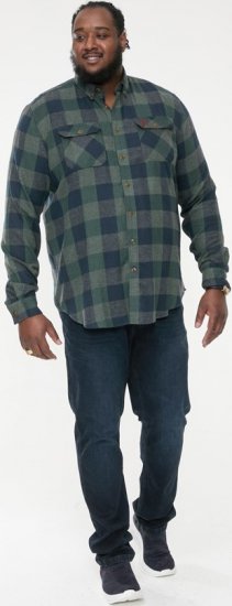 D555 GARFIELD Check Overshirt With Two Patch Pockets & Button Down Collar Navy - Košulje - Muške Košulje Veliki Brojevi