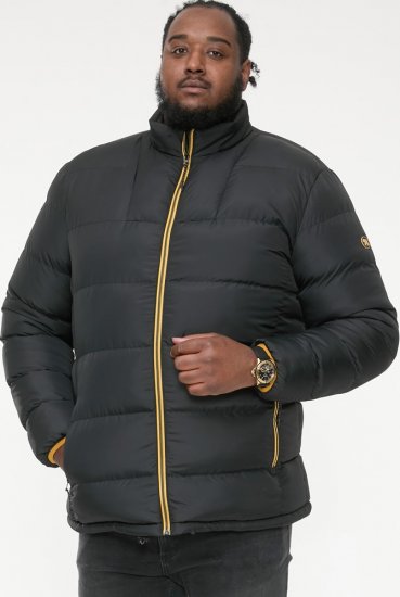 D555 CRISTIANO Puffer Jacket With Binding On Cuffs And Embroidery Badge On Sleeve Black - Jakne - Muške Jakne Veliki Brojevi