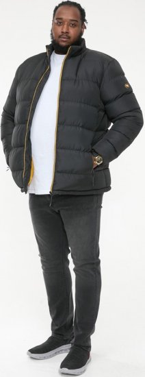 D555 CRISTIANO Puffer Jacket With Binding On Cuffs And Embroidery Badge On Sleeve Black - Jakne - Muške Jakne Veliki Brojevi