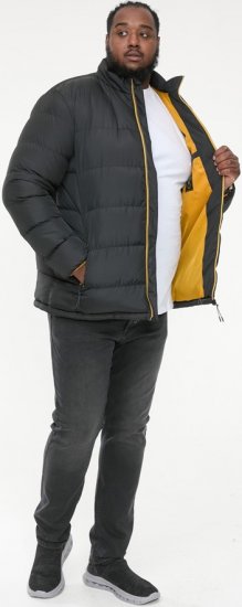 D555 CRISTIANO Puffer Jacket With Binding On Cuffs And Embroidery Badge On Sleeve Black - Jakne - Muške Jakne Veliki Brojevi