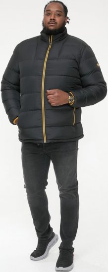D555 CRISTIANO Puffer Jacket With Binding On Cuffs And Embroidery Badge On Sleeve Black - Jakne - Muške Jakne Veliki Brojevi