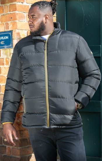 D555 CRISTIANO Puffer Jacket With Binding On Cuffs And Embroidery Badge On Sleeve Black - Jakne - Muške Jakne Veliki Brojevi