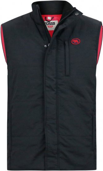 D555 FELIPE Zip Through Padded Gilet With Contrast Colour Lining And Rubber Badge Black - Jakne - Muške Jakne Veliki Brojevi