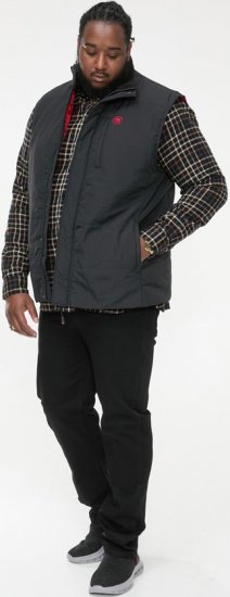 D555 FELIPE Zip Through Padded Gilet With Contrast Colour Lining And Rubber Badge Black - Jakne - Muške Jakne Veliki Brojevi