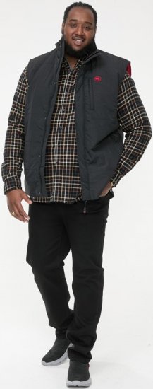 D555 FELIPE Zip Through Padded Gilet With Contrast Colour Lining And Rubber Badge Black - Jakne - Muške Jakne Veliki Brojevi