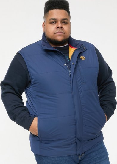 D555 FELIPE Zip Through Padded Gilet With Contrast Colour Lining And Rubber Badge Navy - Jakne - Muške Jakne Veliki Brojevi