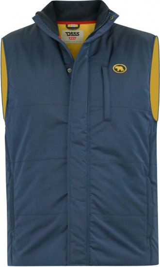 D555 FELIPE Zip Through Padded Gilet With Contrast Colour Lining And Rubber Badge Navy - Jakne - Muške Jakne Veliki Brojevi