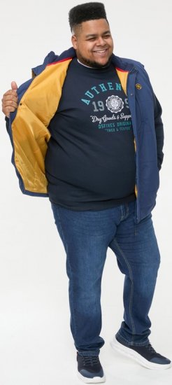 D555 FELIPE Zip Through Padded Gilet With Contrast Colour Lining And Rubber Badge Navy - Jakne - Muške Jakne Veliki Brojevi