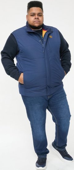 D555 FELIPE Zip Through Padded Gilet With Contrast Colour Lining And Rubber Badge Navy - Jakne - Muške Jakne Veliki Brojevi