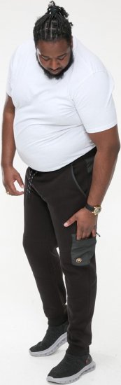 D555 COTGRAVE Couture Elasticated Waistband Jogger With Woven Fabric Trim Black - Sportske hlače & kratke - Muške Trenirke Veliki Brojevi