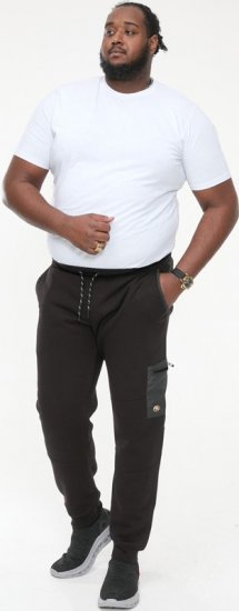 D555 COTGRAVE Couture Elasticated Waistband Jogger With Woven Fabric Trim Black - Sportske hlače & kratke - Muške Trenirke Veliki Brojevi