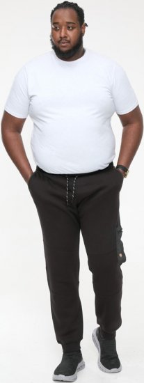 D555 COTGRAVE Couture Elasticated Waistband Jogger With Woven Fabric Trim Black - Sportske hlače & kratke - Muške Trenirke Veliki Brojevi