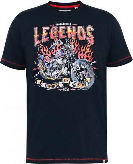 D555 JAGGER Legends Motor Bike Printed Crew Neck T-Shirt Navy - Majice Kratkih Rukava - Muške Majice Kratkih Rukava Veliki Brojevi 