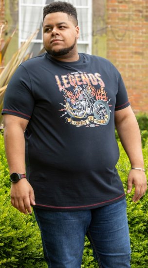 D555 JAGGER Legends Motor Bike Printed Crew Neck T-Shirt Navy - Majice Kratkih Rukava - Muške Majice Kratkih Rukava Veliki Brojevi 