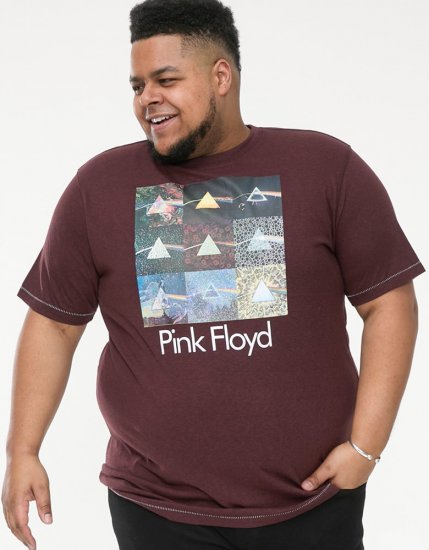 D555 DIVISION Official Pink Floyd Printed T-Shirt Burgundy - Majice Kratkih Rukava - Muške Majice Kratkih Rukava Veliki Brojevi 