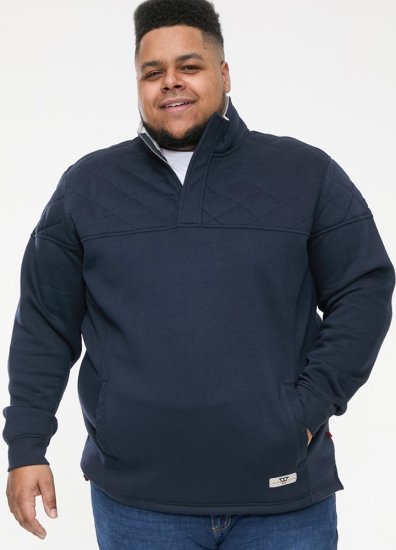 D555 SWANN Quarter Neck Sweatshirt With Quilted Top Panel Navy - Puloveri & dukserice - Muške Puloveri & dukserice veliki brojevi