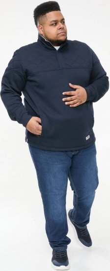 D555 SWANN Quarter Neck Sweatshirt With Quilted Top Panel Navy - Puloveri & dukserice - Muške Puloveri & dukserice veliki brojevi