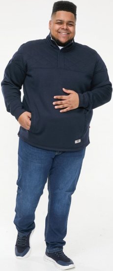 D555 SWANN Quarter Neck Sweatshirt With Quilted Top Panel Navy - Puloveri & dukserice - Muške Puloveri & dukserice veliki brojevi