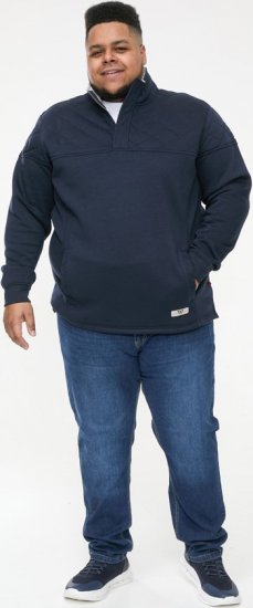 D555 SWANN Quarter Neck Sweatshirt With Quilted Top Panel Navy - Puloveri & dukserice - Muške Puloveri & dukserice veliki brojevi