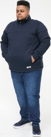 D555 SWANN Quarter Neck Sweatshirt With Quilted Top Panel Navy - Puloveri & dukserice - Muške Puloveri & dukserice veliki brojevi