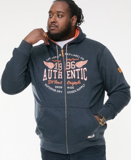 D555 HAMILTON Full Zip Hoody With Authentic 1996 Chest Print Denim - Puloveri & dukserice - Muške Puloveri & dukserice veliki brojevi