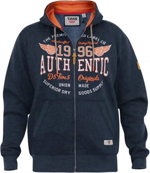 D555 HAMILTON Full Zip Hoody With Authentic 1996 Chest Print Denim - Puloveri & dukserice - Muške Puloveri & dukserice veliki brojevi