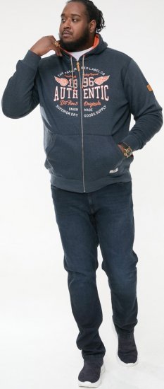 D555 HAMILTON Full Zip Hoody With Authentic 1996 Chest Print Denim - Puloveri & dukserice - Muške Puloveri & dukserice veliki brojevi
