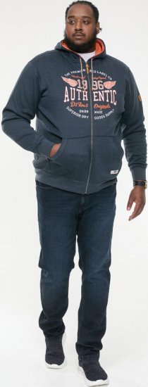 D555 HAMILTON Full Zip Hoody With Authentic 1996 Chest Print Denim - Puloveri & dukserice - Muške Puloveri & dukserice veliki brojevi