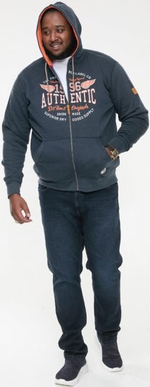 D555 HAMILTON Full Zip Hoody With Authentic 1996 Chest Print Denim - Puloveri & dukserice - Muške Puloveri & dukserice veliki brojevi
