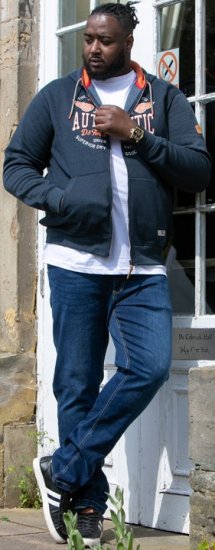 D555 HAMILTON Full Zip Hoody With Authentic 1996 Chest Print Denim - Puloveri & dukserice - Muške Puloveri & dukserice veliki brojevi