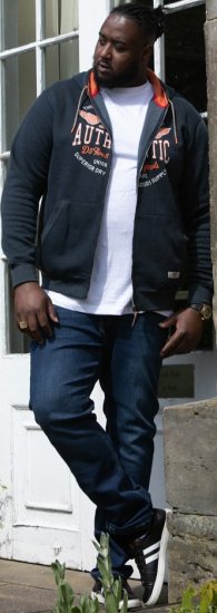 D555 HAMILTON Full Zip Hoody With Authentic 1996 Chest Print Denim - Puloveri & dukserice - Muške Puloveri & dukserice veliki brojevi