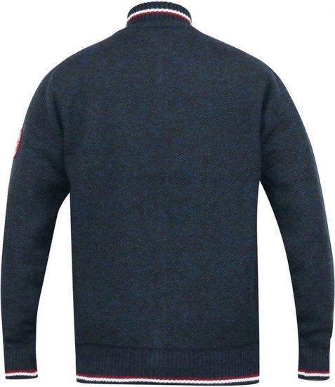 D555 ABERDARE Knitted Zip Through Sweater With Bonded Check Lining Navy Marl - Puloveri & dukserice - Muške Puloveri & dukserice veliki brojevi