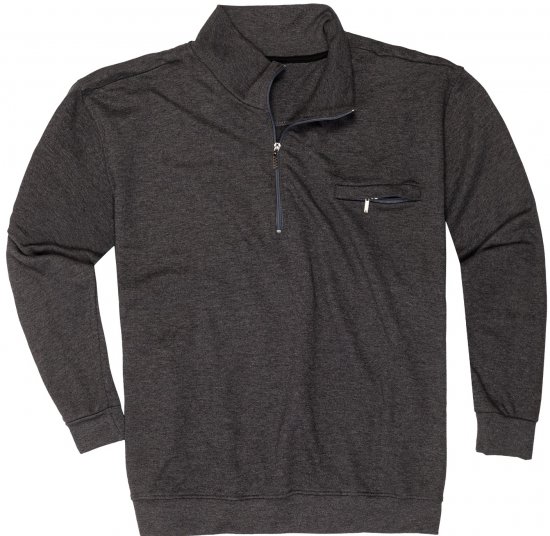 Adamo Athen Sweatshirt Half Zipper Charocal - Puloveri & Dukserice - Muške Puloveri & dukserice veliki brojevi