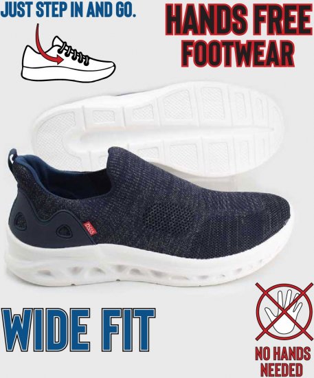 D555 Blyth 2 Kingsize Hands Free Shoes With Knitted Top Navy - Muške cipele 40-52 - 