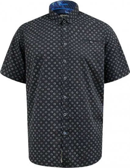D555 Matlock Short Sleeve AOP Shirt With Hidden Button Down Black - Košulje - Muške Košulje Veliki Brojevi
