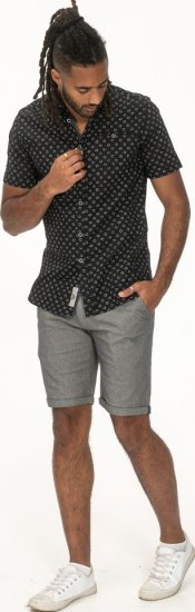 D555 Matlock Short Sleeve AOP Shirt With Hidden Button Down Black - Košulje - Muške Košulje Veliki Brojevi