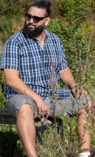 D555 Walsall Button Down Collar Short Sleeve Shirt Navy Shirt - Košulje - Muške Košulje Veliki Brojevi