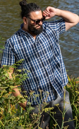D555 Walsall Button Down Collar Short Sleeve Shirt Navy Shirt - Košulje - Muške Košulje Veliki Brojevi