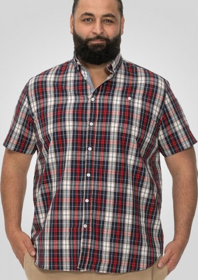 D555 Shields Button Down Collar Short Sleeve Shirt With Pocket Red Check - Košulje - Muške Košulje Veliki Brojevi