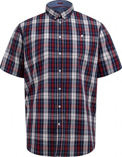 D555 Shields Button Down Collar Short Sleeve Shirt With Pocket Red Check - Košulje - Muške Košulje Veliki Brojevi