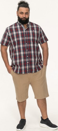 D555 Shields Button Down Collar Short Sleeve Shirt With Pocket Red Check - Košulje - Muške Košulje Veliki Brojevi