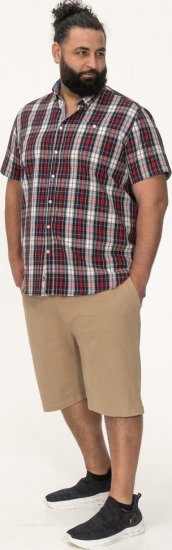 D555 Shields Button Down Collar Short Sleeve Shirt With Pocket Red Check - Košulje - Muške Košulje Veliki Brojevi