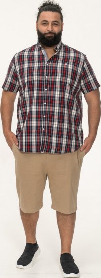 D555 Shields Button Down Collar Short Sleeve Shirt With Pocket Red Check - Košulje - Muške Košulje Veliki Brojevi